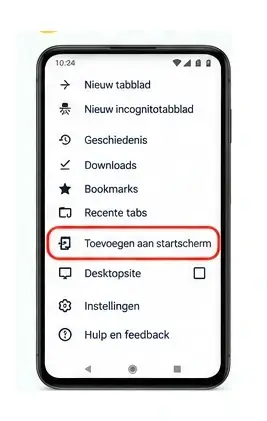 Kies Toevoegen aan startscherm