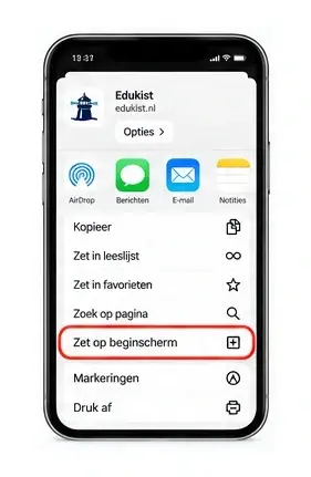 Kies Zet op beginscherm
